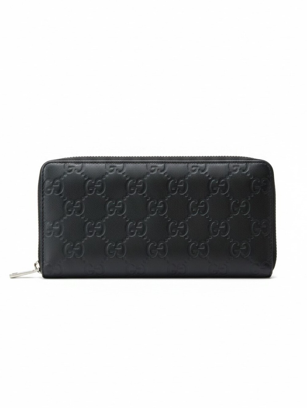 Gucci Black GG Leather Zip Card Holder Wallet